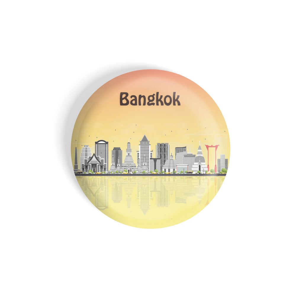 dhcrafts Round Fridge Magnet Multicolour Places Bangkok Capital Of Thailand Glossy Finish Design Pack of 1 (58 mm)